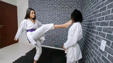 Karate Fight Amanda Fabri VS Nataly - Power Kicks With Model Feets